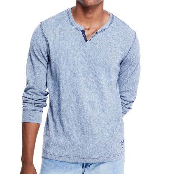 NEW GUESS Hanson Knit Henley Shirt SZ S - Picture 1 of 8